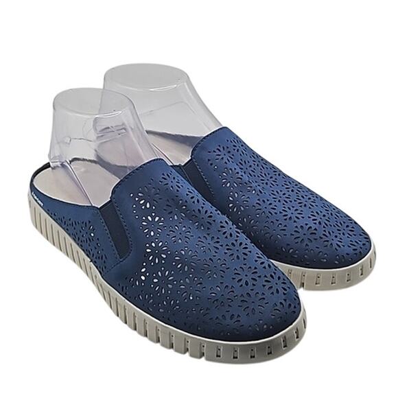 JSPORT Women’s Floral Mule Slip-On Shoes Blue Size 8M Comfort Casual Excellent - Picture 1 of 6